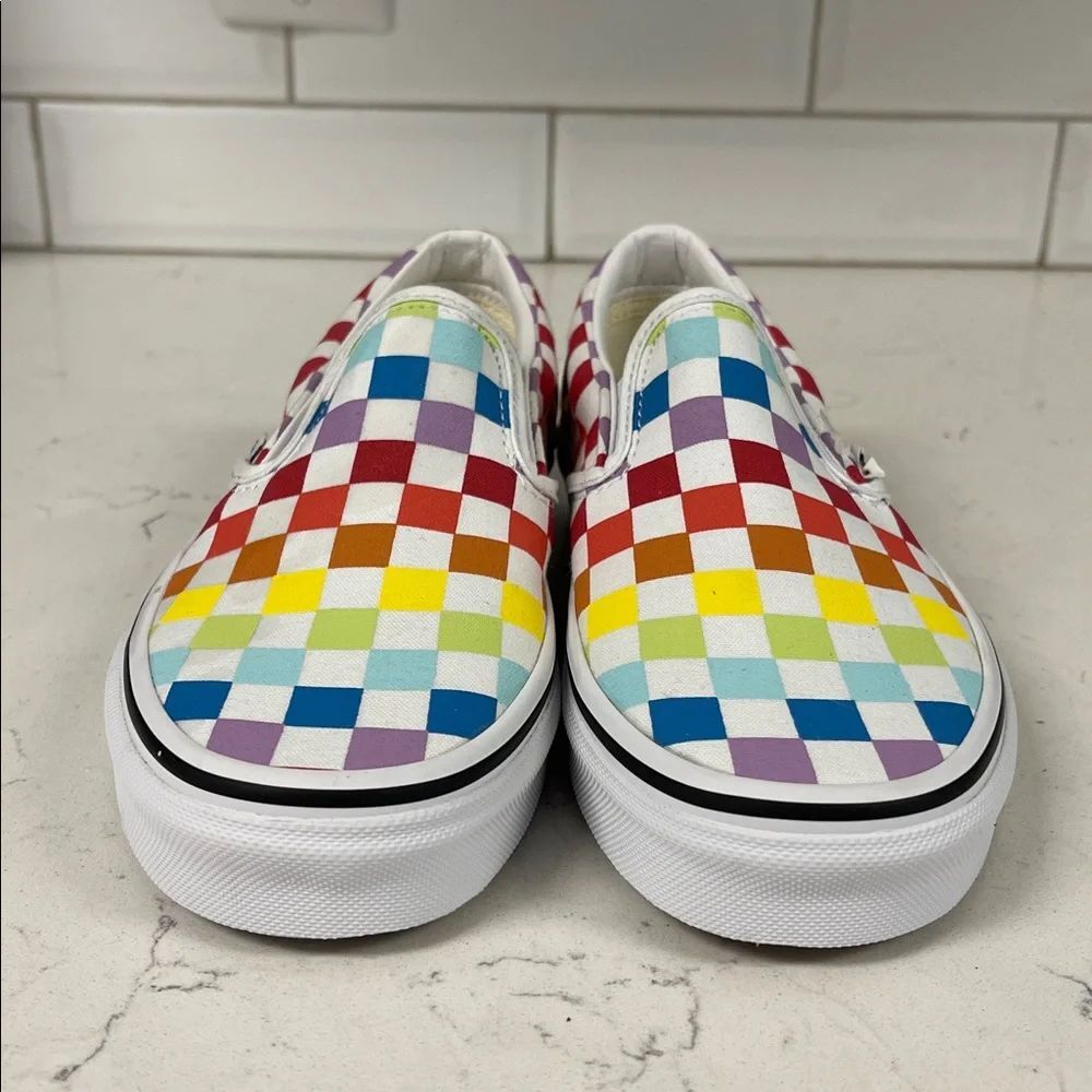 Vans Slip-On Rainbow Checkerboard Colorful Sneakers Unisex Women’s 6.5 Men’s 4 - Picture 3 of 17